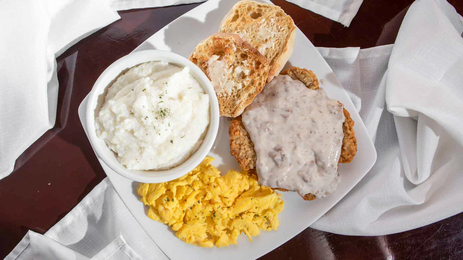 Order Chicken Fried Steak and Eggs food online from Emil Burger & Breakfast store, Oakland on bringmethat.com