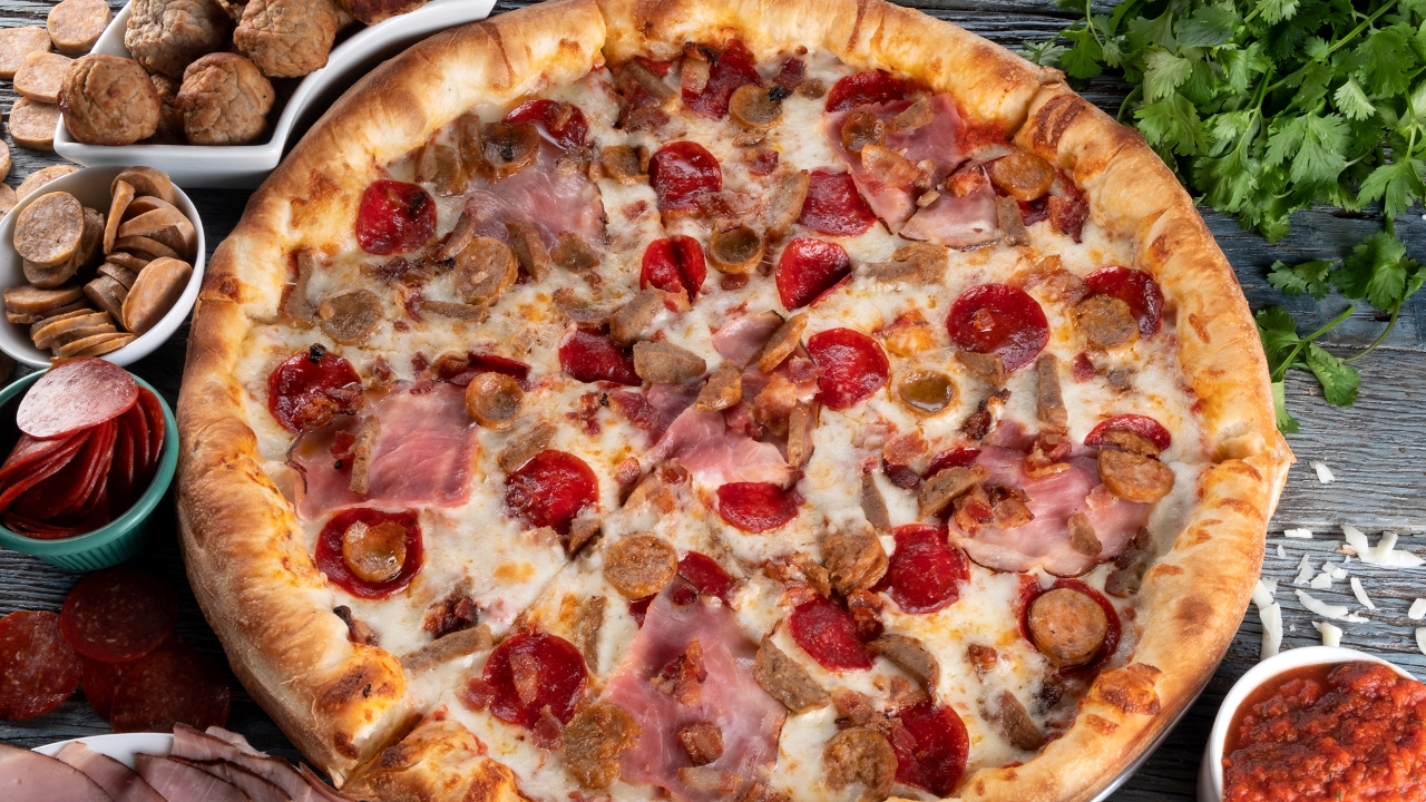 Order Meat Lovers Pizza* food online from Slice Of La store, Los Angeles on bringmethat.com