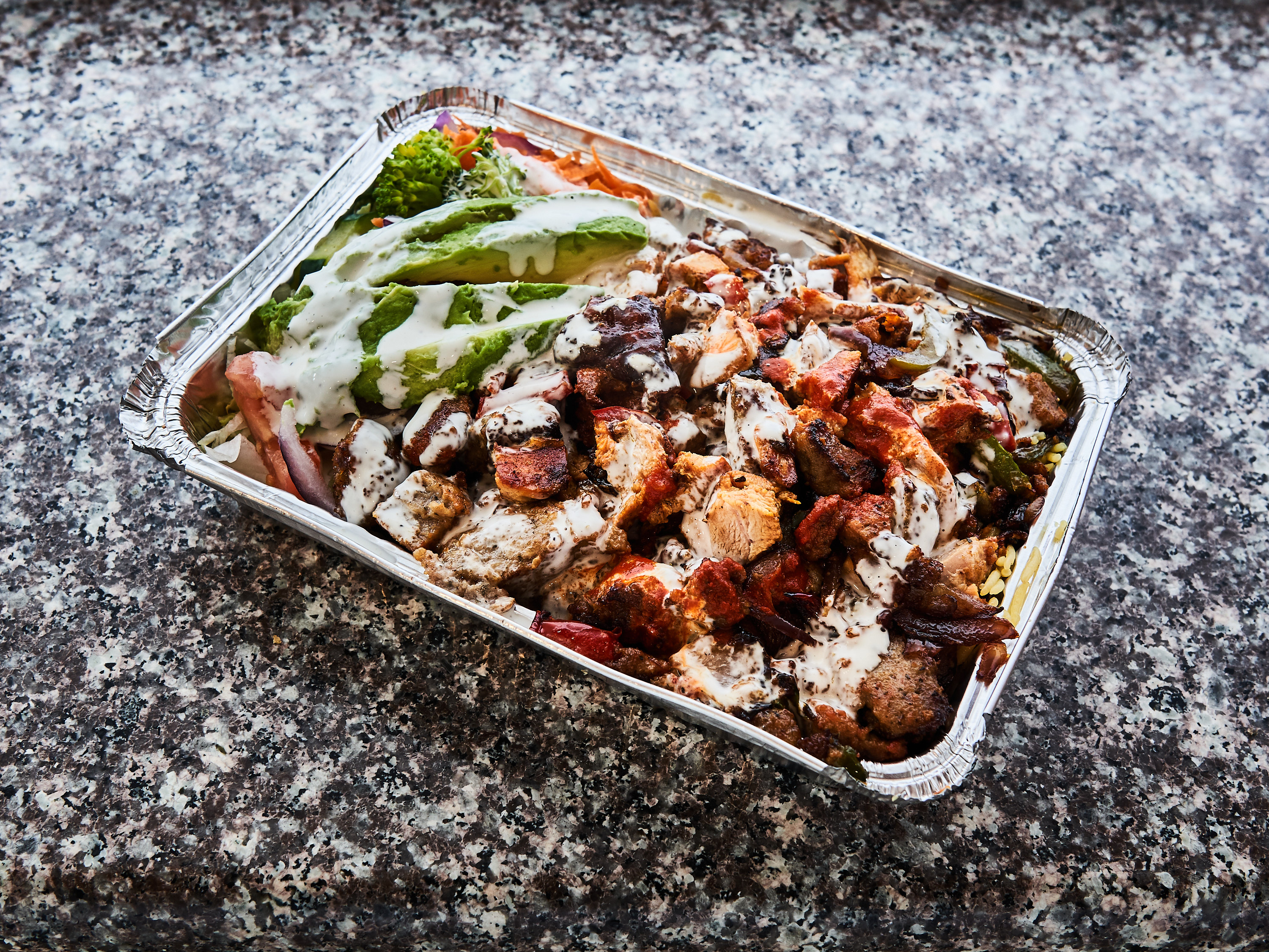 Order Chicken Over Rice Platter food online from Broadway Organic Deli & Grill store, Brooklyn on bringmethat.com