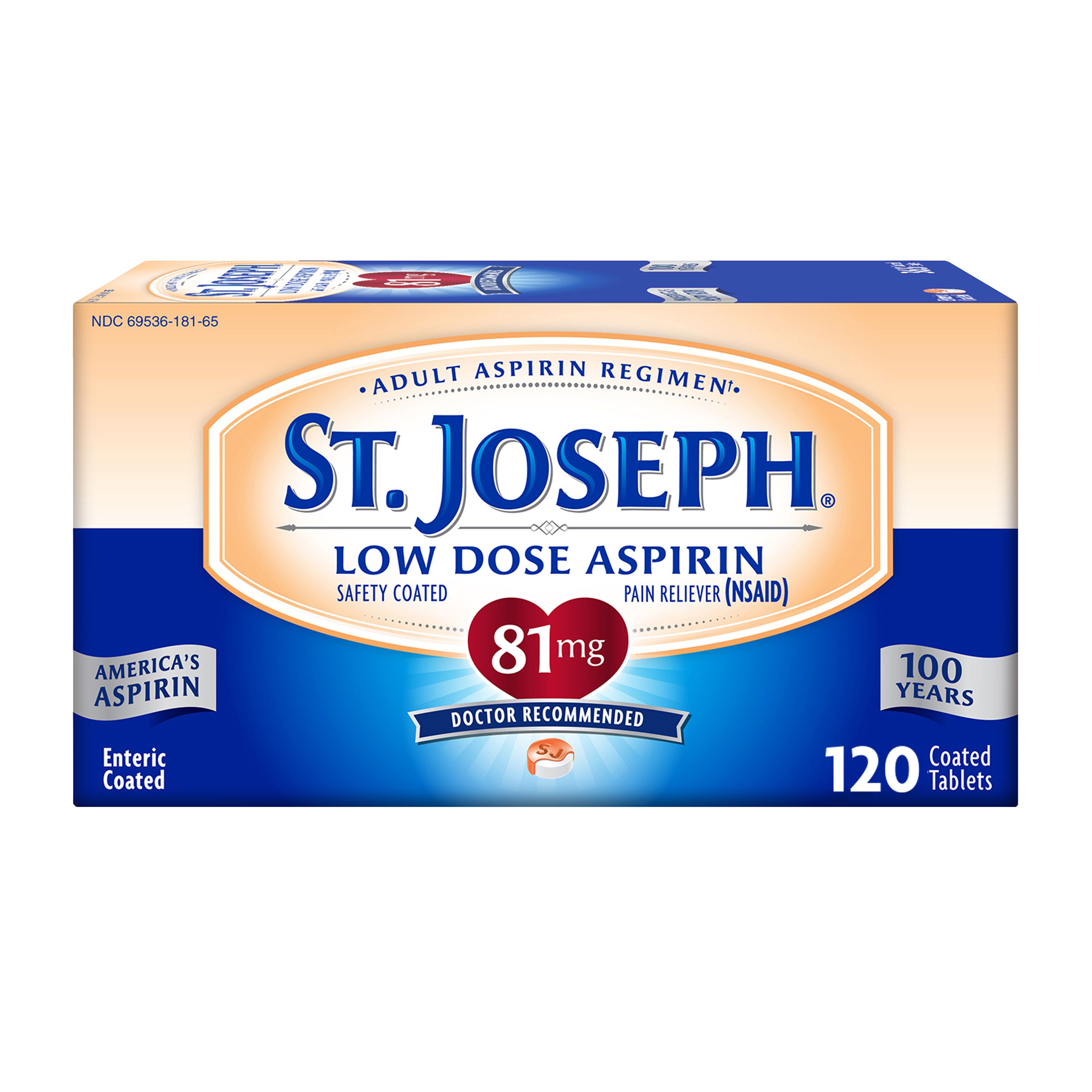 Order St Joseph Pain Reliever Enteric Coated Tablets - 81mg, 120 ct food online from Rite Aid store, Antelope on bringmethat.com