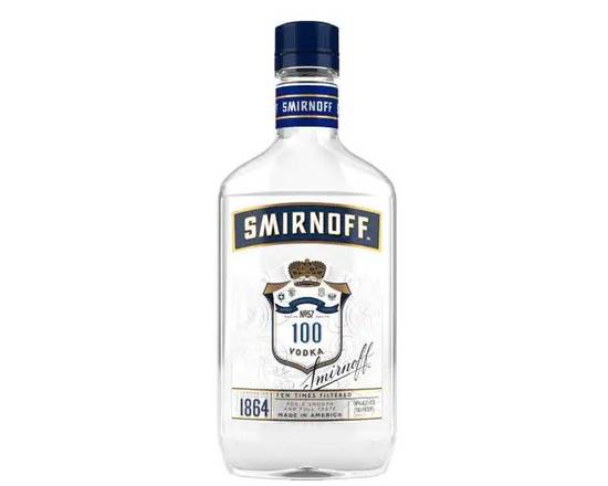 Order Smirnoff 100, 375mL vodka (50.0% ABV) food online from Tenderloin Liquor store, San Francisco on bringmethat.com