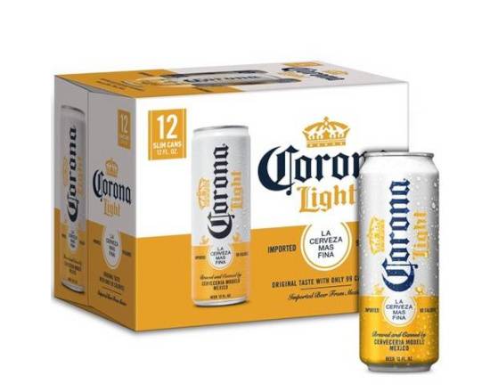 Order Corona Light Mexican Import Beer, 12 pk 12 fl oz Slim Cans food online from Pacific Liquor Market store, Bell Gardens on bringmethat.com