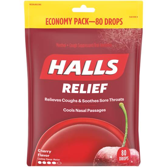 Order Halls Relief Cherry Cough Drops Economy Pack (80 ct) food online from Rite Aid store, SPOKANE on bringmethat.com