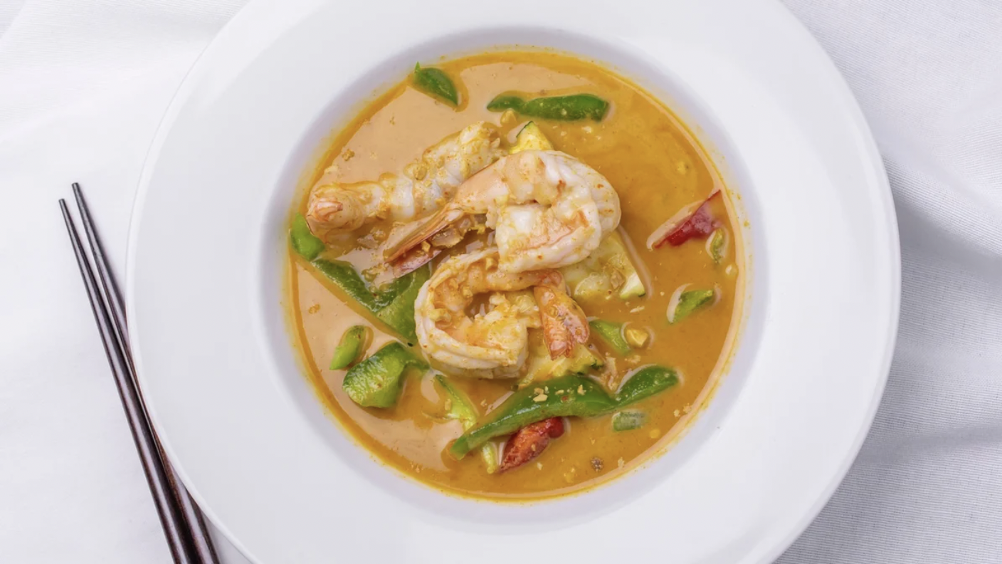 Order E1. Gang Red Curry food online from Royal Thai Restaurant store, Diamond Bar on bringmethat.com