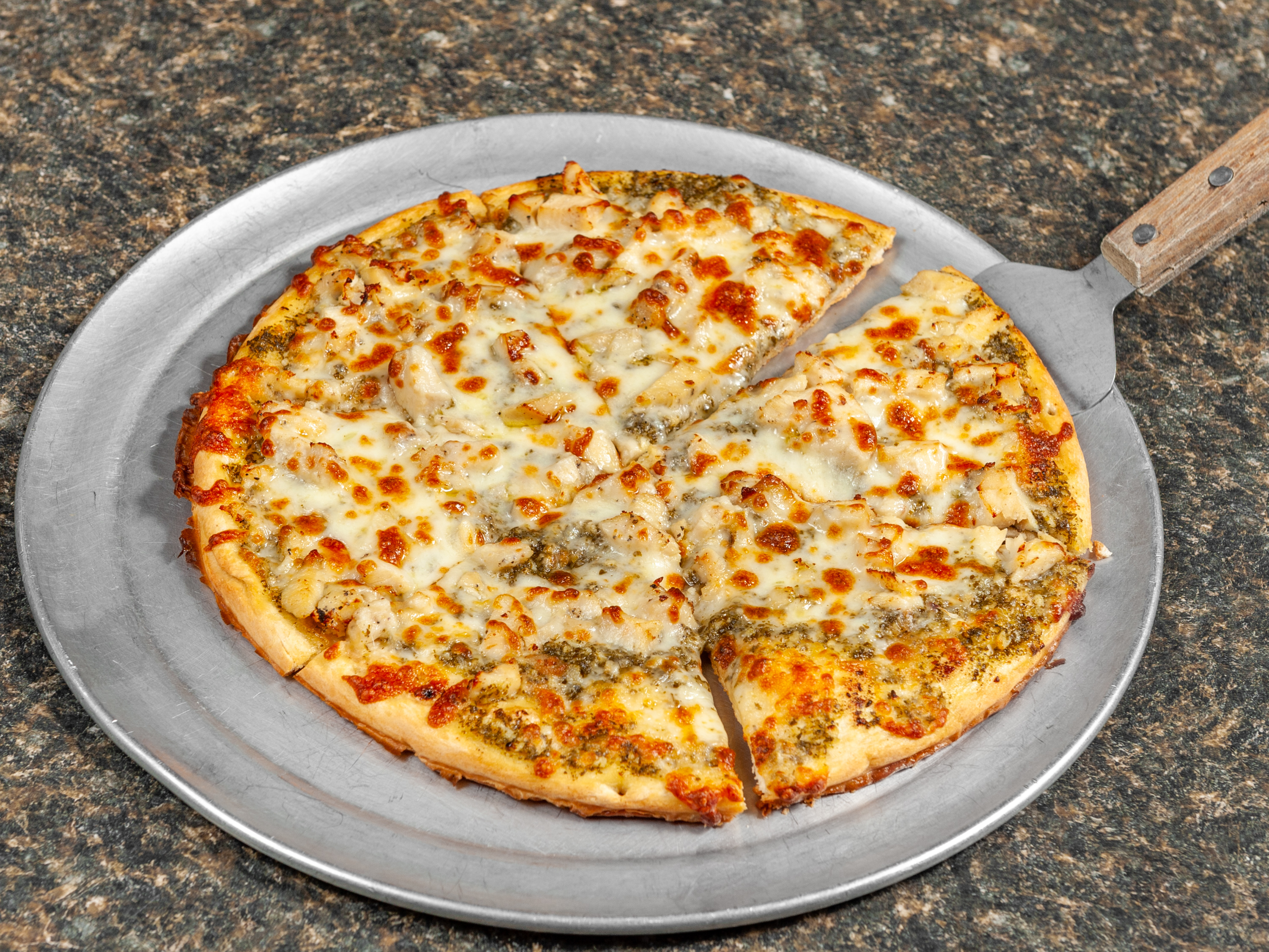 Order Pesto Chicken Pizza food online from Mulligan Pub store, Wichita on bringmethat.com