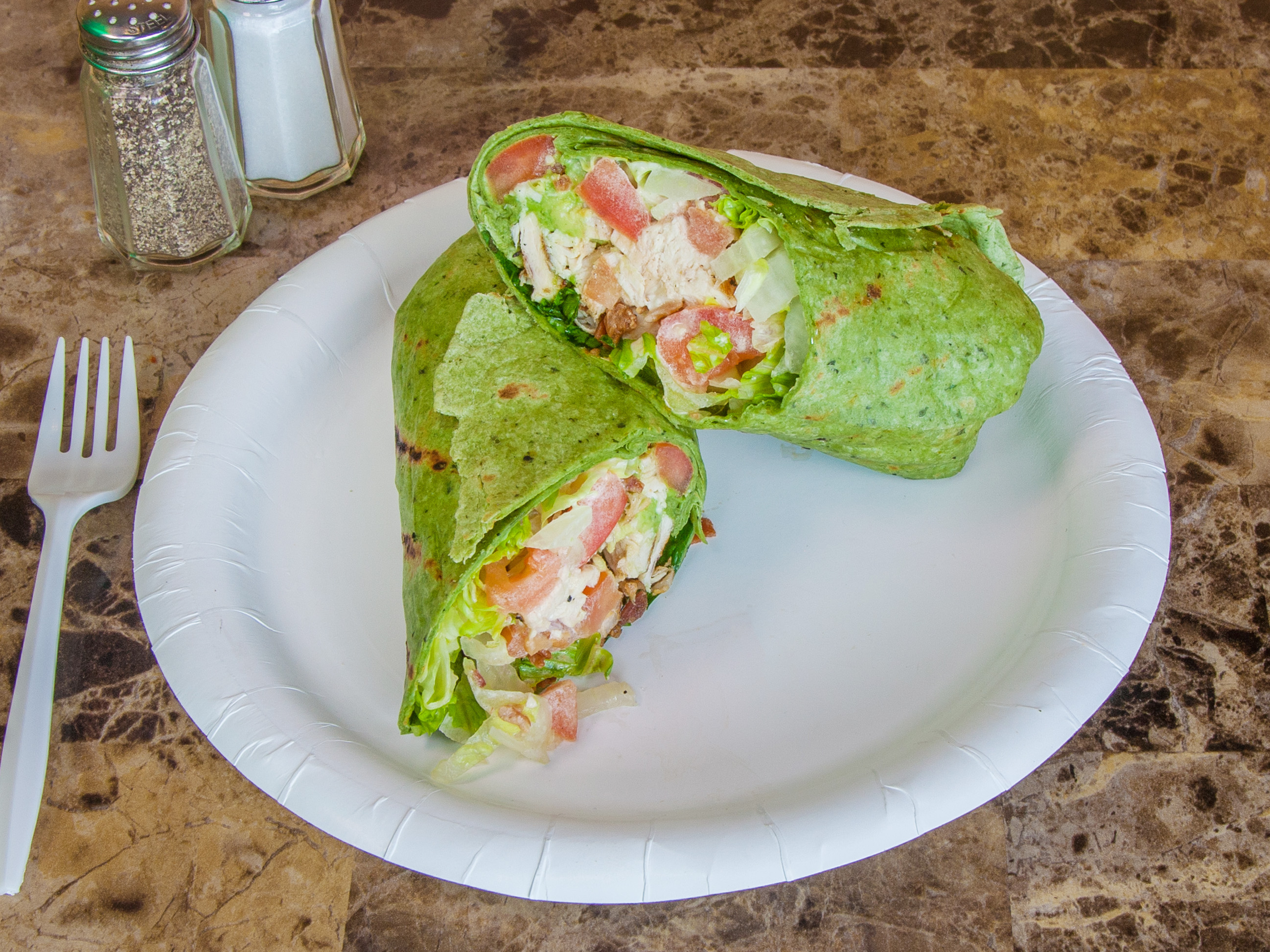 Order Grilled Chicken Avocado Club Wrap food online from Old Town Pizza store, Naperville on bringmethat.com