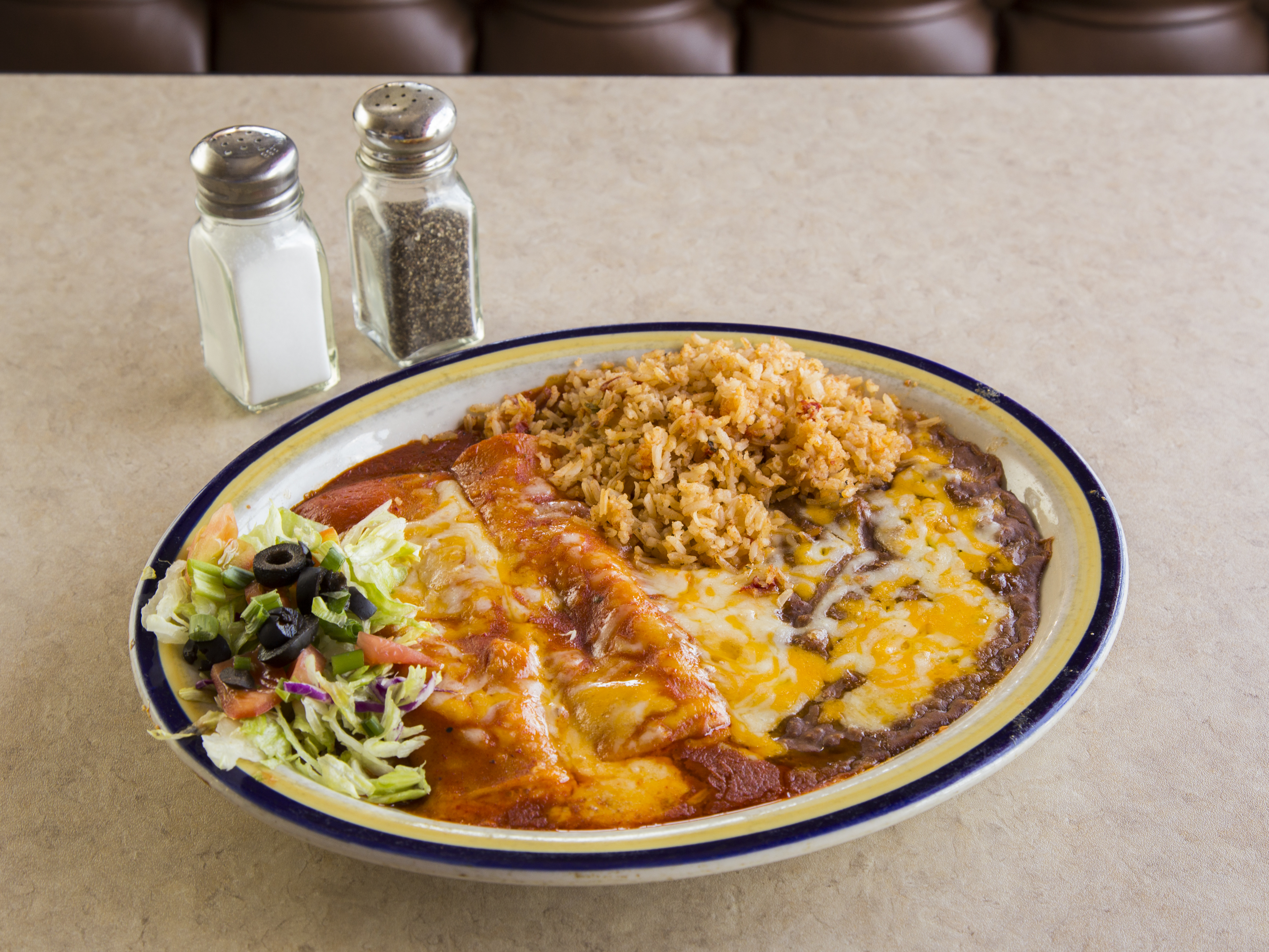 Order 12. Two Enchiladas food online from La Fonda Del Sol store, Scottsdale on bringmethat.com