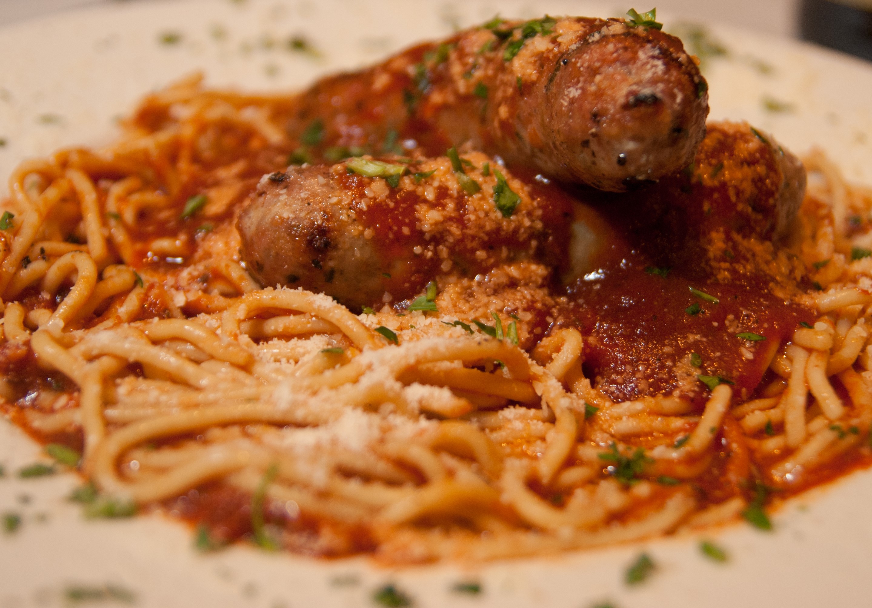 Order Spaghetti and Italian Sausage food online from The Palms Too store, Arabi on bringmethat.com