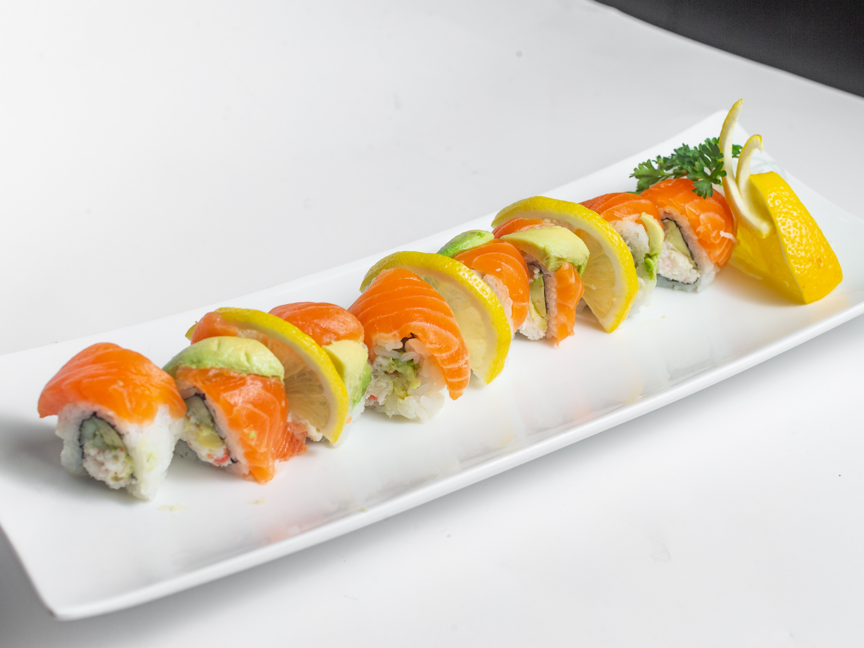 Order Salmon Lover Roll food online from Sansui Sushi store, Lake Elsinore on bringmethat.com