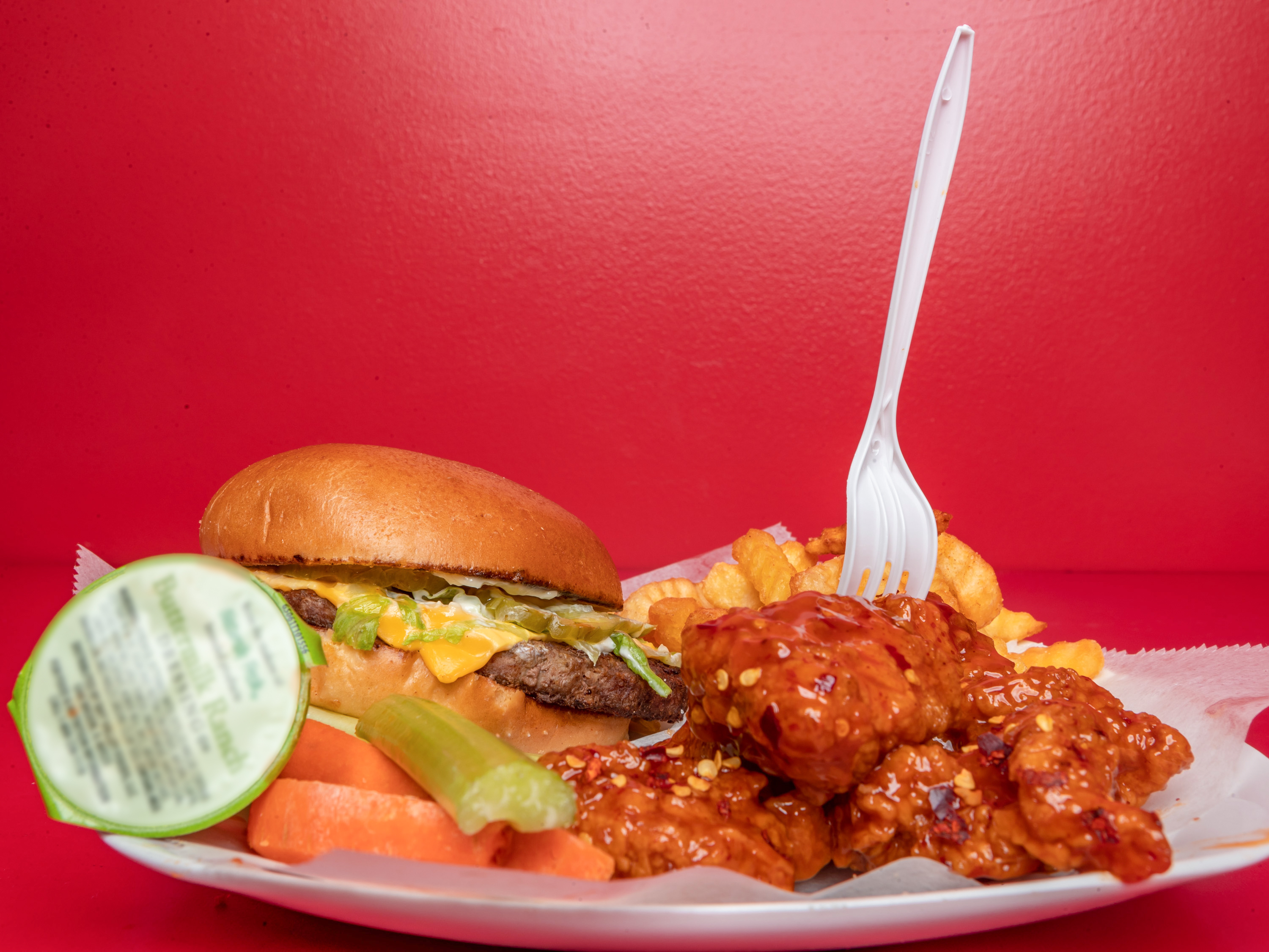 Order 4. K Burger Combo food online from K Wings Cafe store, Lilburn on bringmethat.com