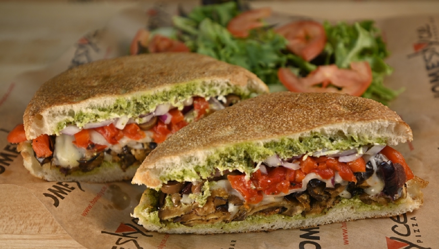 Order Roasted Eggplant Sandwich food online from Homeslyce Columbia store, Columbia on bringmethat.com