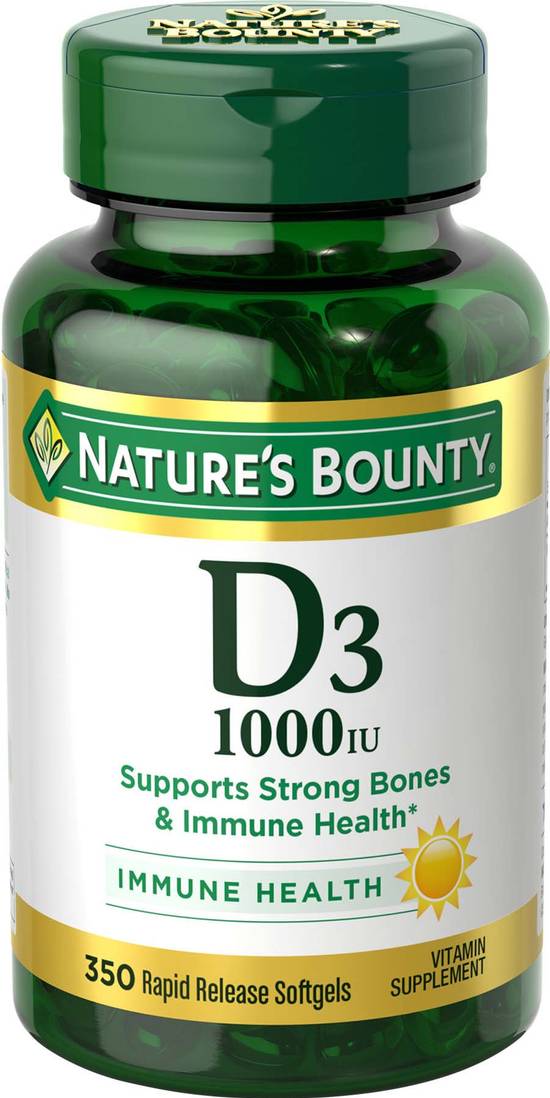 Order Natures Bounty D3 Rapid Release Softgels 1000IU (350 ct) food online from Rite Aid store, Palm Desert on bringmethat.com
