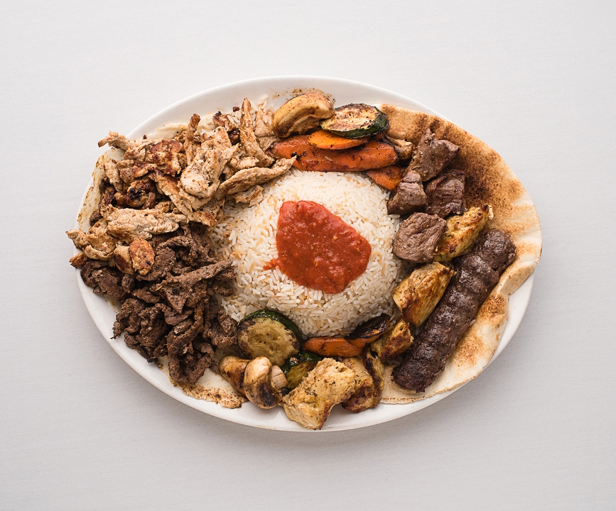 Order Feast of Meats for 2 w/ Beef food online from La Saj Lebanese Bistro store, Sterling Heights on bringmethat.com