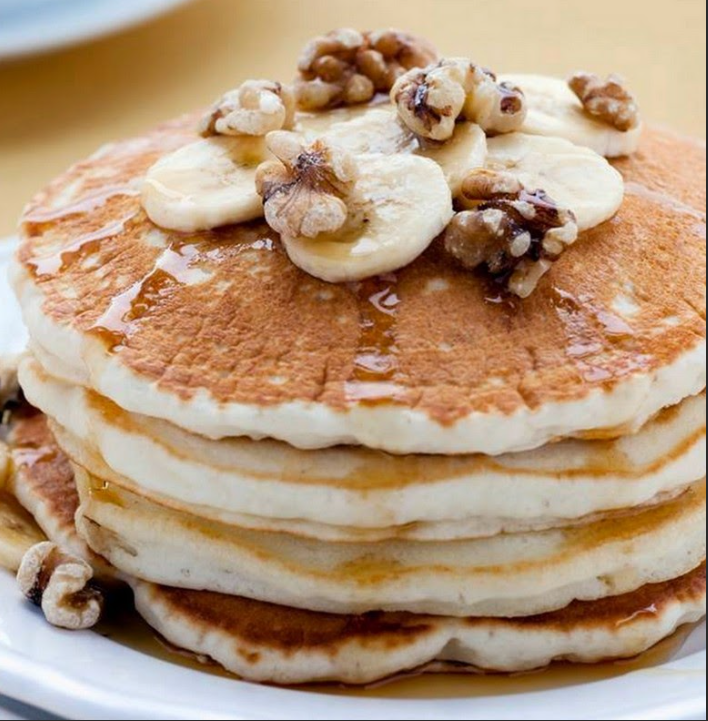 Order Three Banana and Walnut Pancakes food online from Janik's Cafe store, Chicago on bringmethat.com