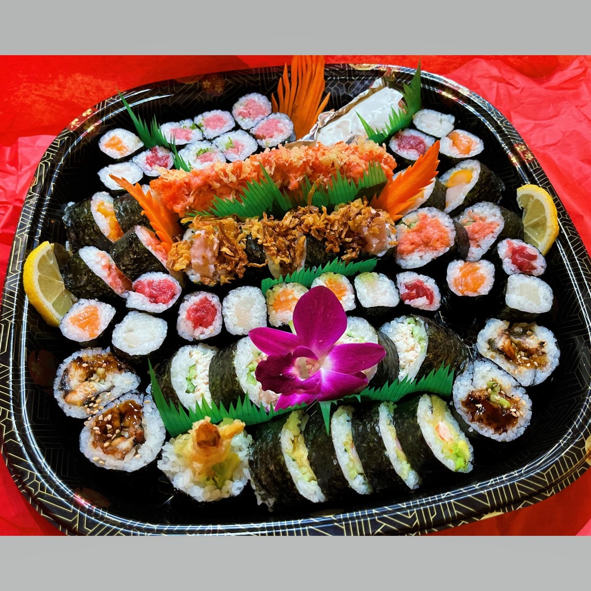 Order Roll Platter  -55 pc cut & 1 handroll food online from Noshi Sushi store, Los Angeles on bringmethat.com