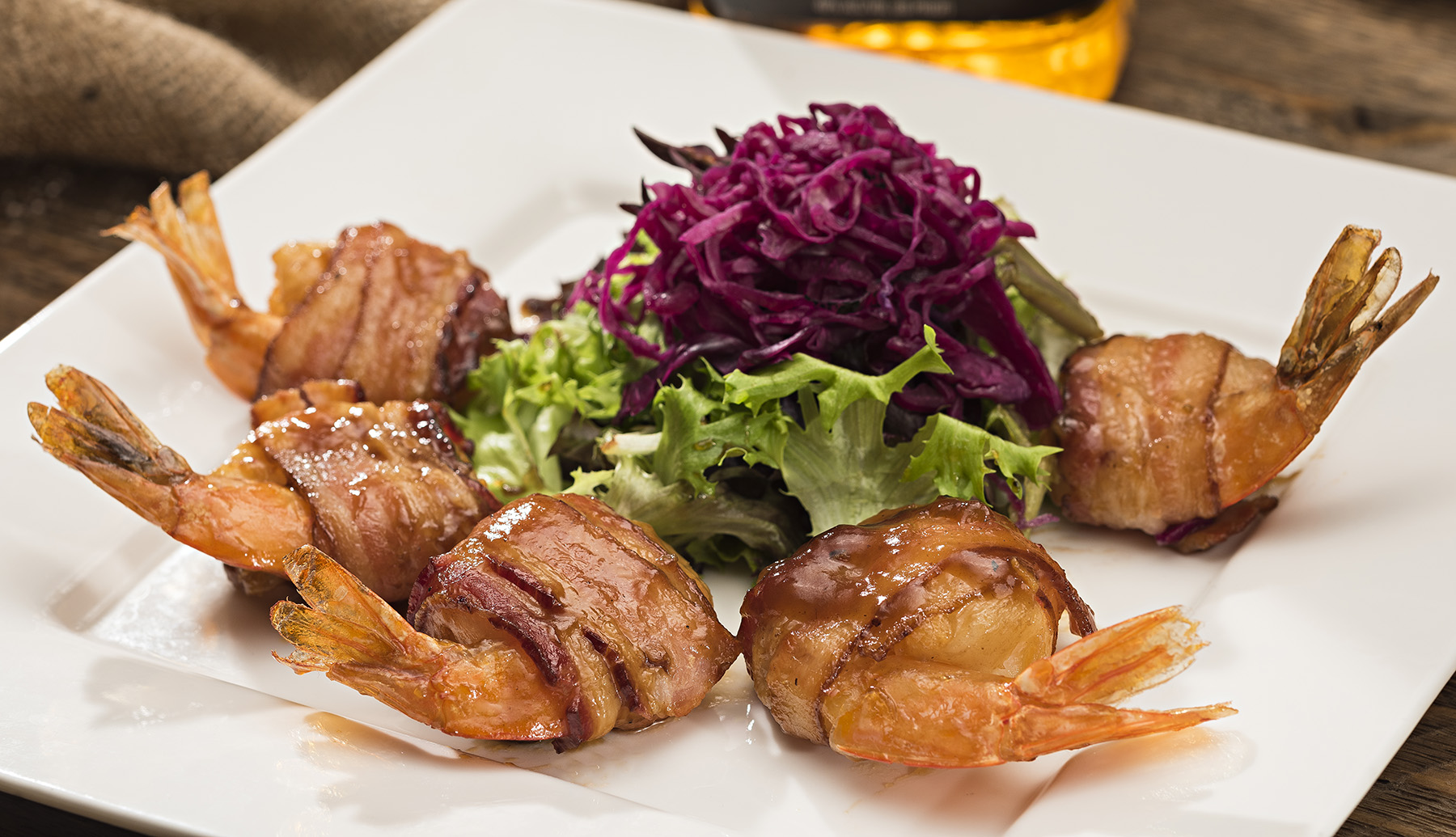 Order Bacon Wrapped Bourbon Shrimp food online from Cool Hand Luke store, Paso Robles on bringmethat.com
