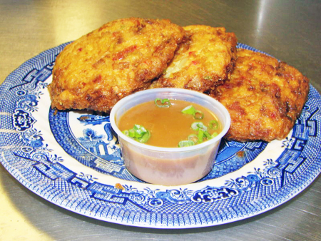 Order C2. Roast Pork Egg Foo Young Combo Plate food online from New Yee Wo store, Medford on bringmethat.com