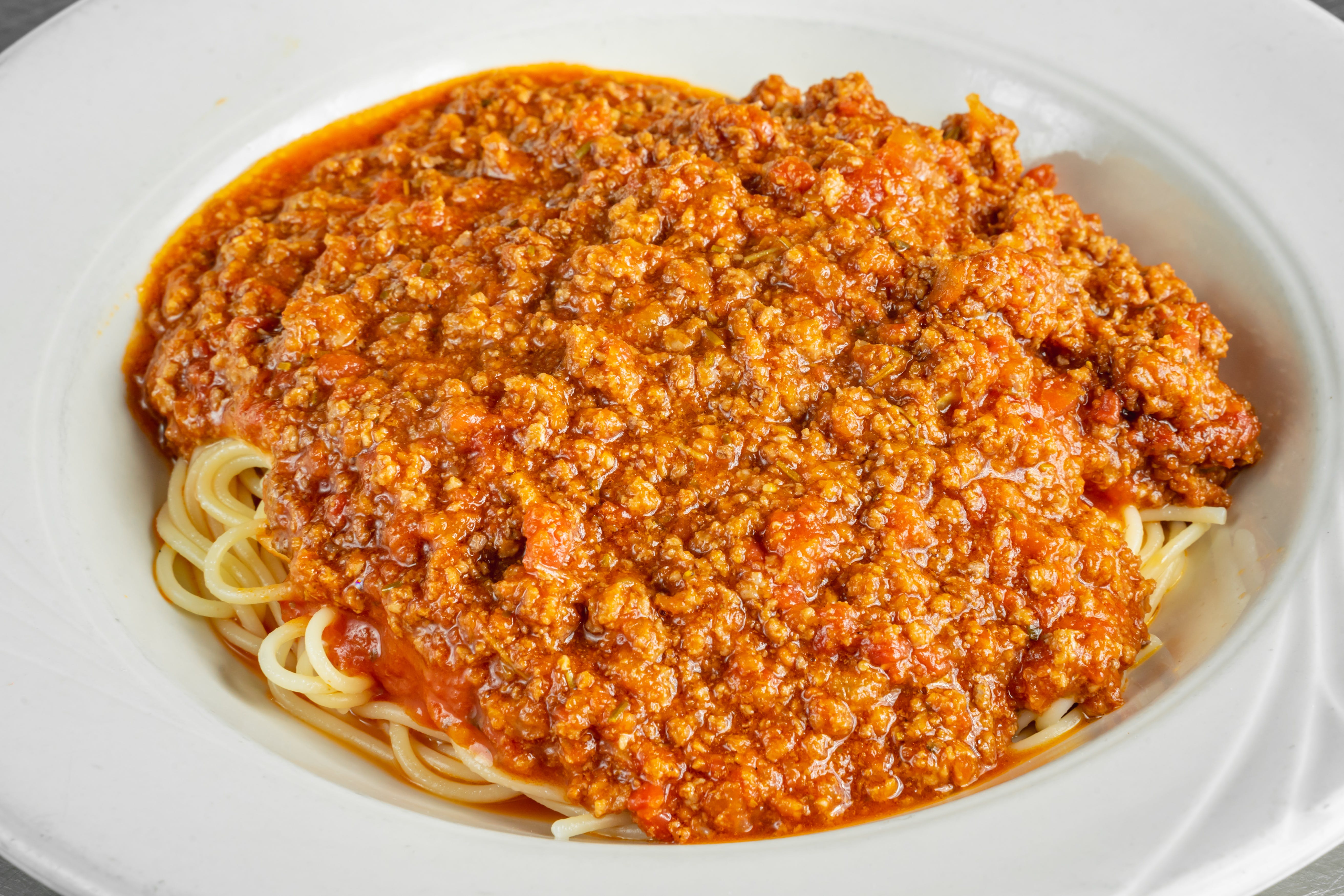 Order Spaghetti with Meat Sauce - Pasta food online from Joe's Pizza Pasta & Subs store, Justin on bringmethat.com