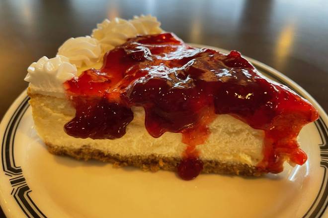 Order Slice of Cheesecake with Strawberry Topping food online from Langers Deli store, Los Angeles on bringmethat.com