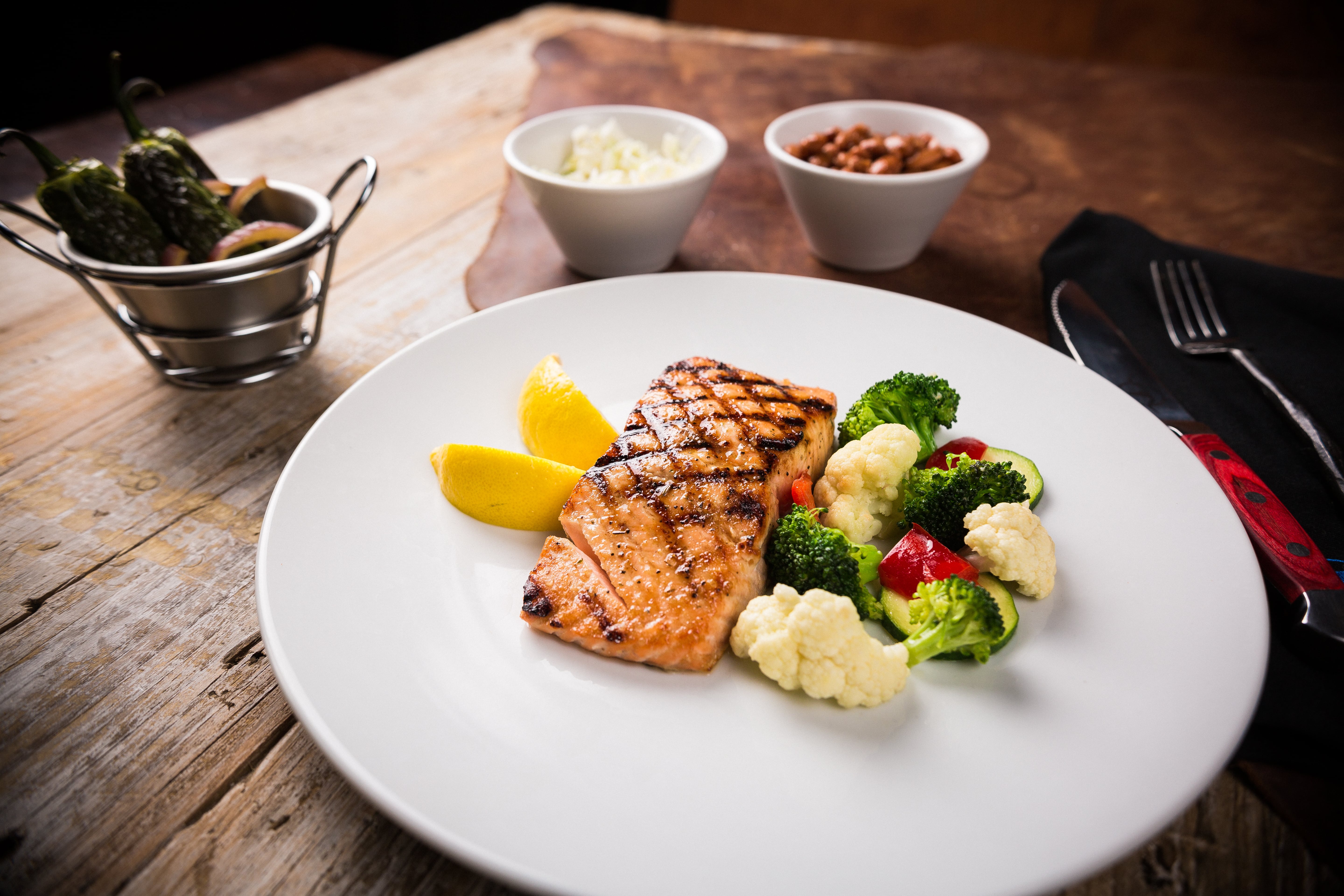 Order Grilled Salmon food online from Great American Steakhouse store, El Paso on bringmethat.com