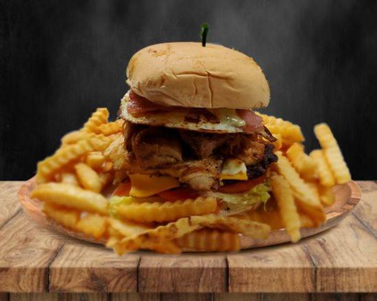 Order Smoked Pork Chop Burger food online from Arepamania store, New Rochelle on bringmethat.com