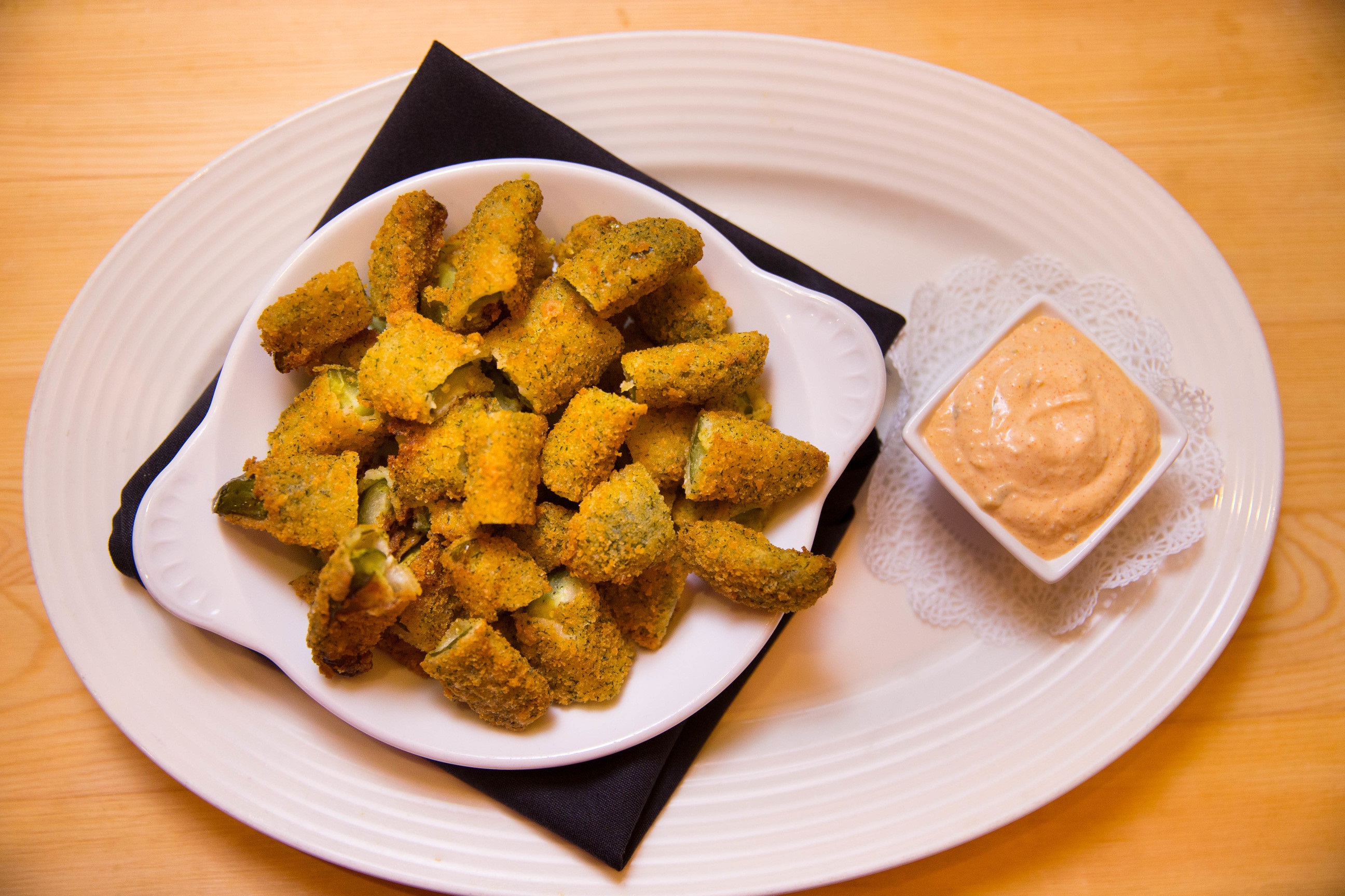 Order Fried Pickle Spears food online from Kirby Prime Steakhouse store, The Woodlands on bringmethat.com