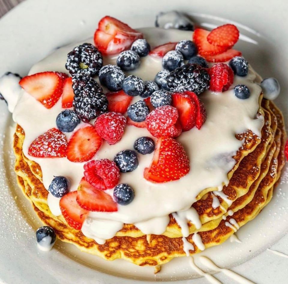 Order Signature Honeyberry Pancake food online from Honeyberry Cafe store, South Elgin on bringmethat.com