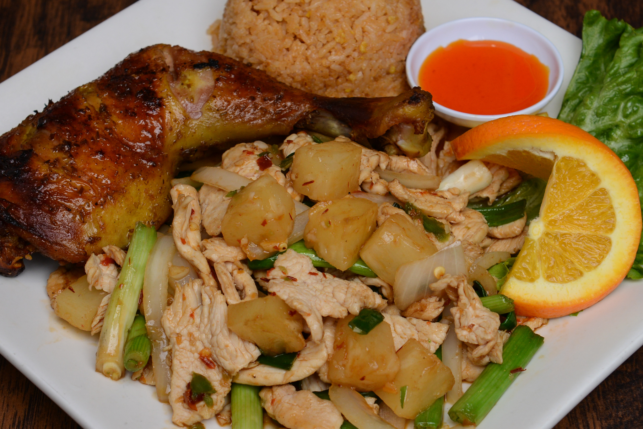 Order F. Spicy Chicken with Pineapple Combination Special food online from Rincome store, Northridge on bringmethat.com