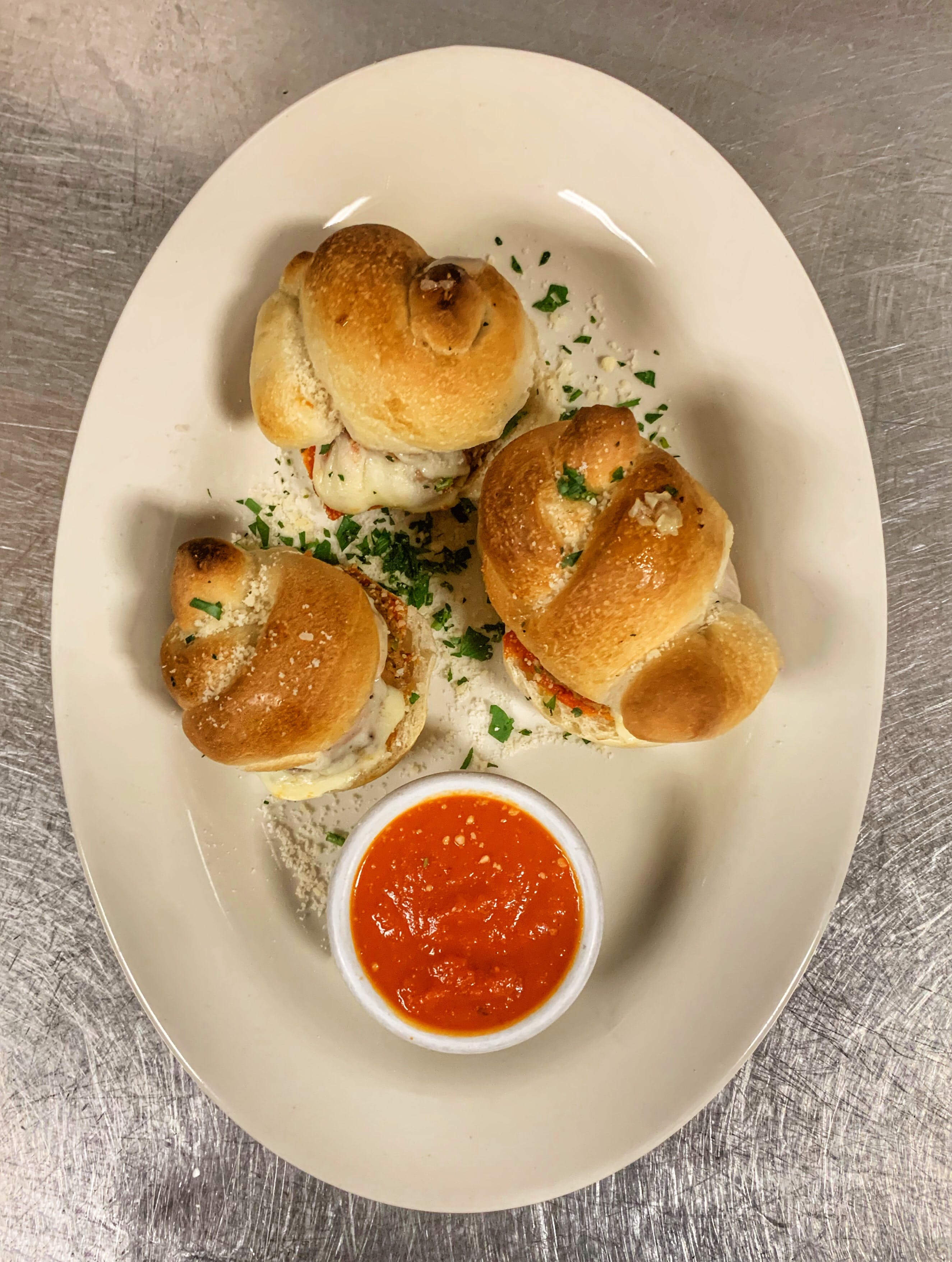 Order Garlic Knot Sliders - Appetizer food online from Amore Cucina store, Stamford on bringmethat.com