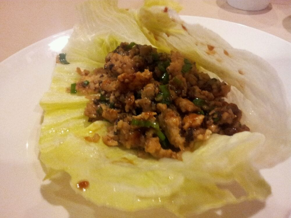 Order 10. Minced Chicken in Lettuce food online from Red Ginger China Bistro store, Corona on bringmethat.com