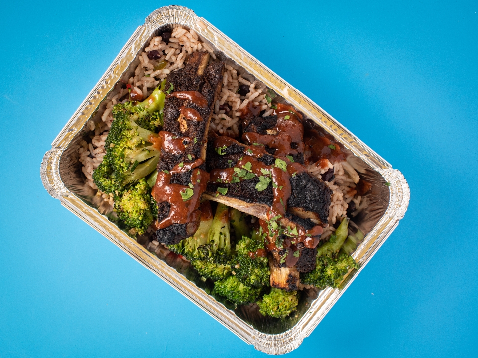 Order WARM BOWL JERK RIBS + BROCCOLI food online from LoLo's Seafood Shack store, New York on bringmethat.com