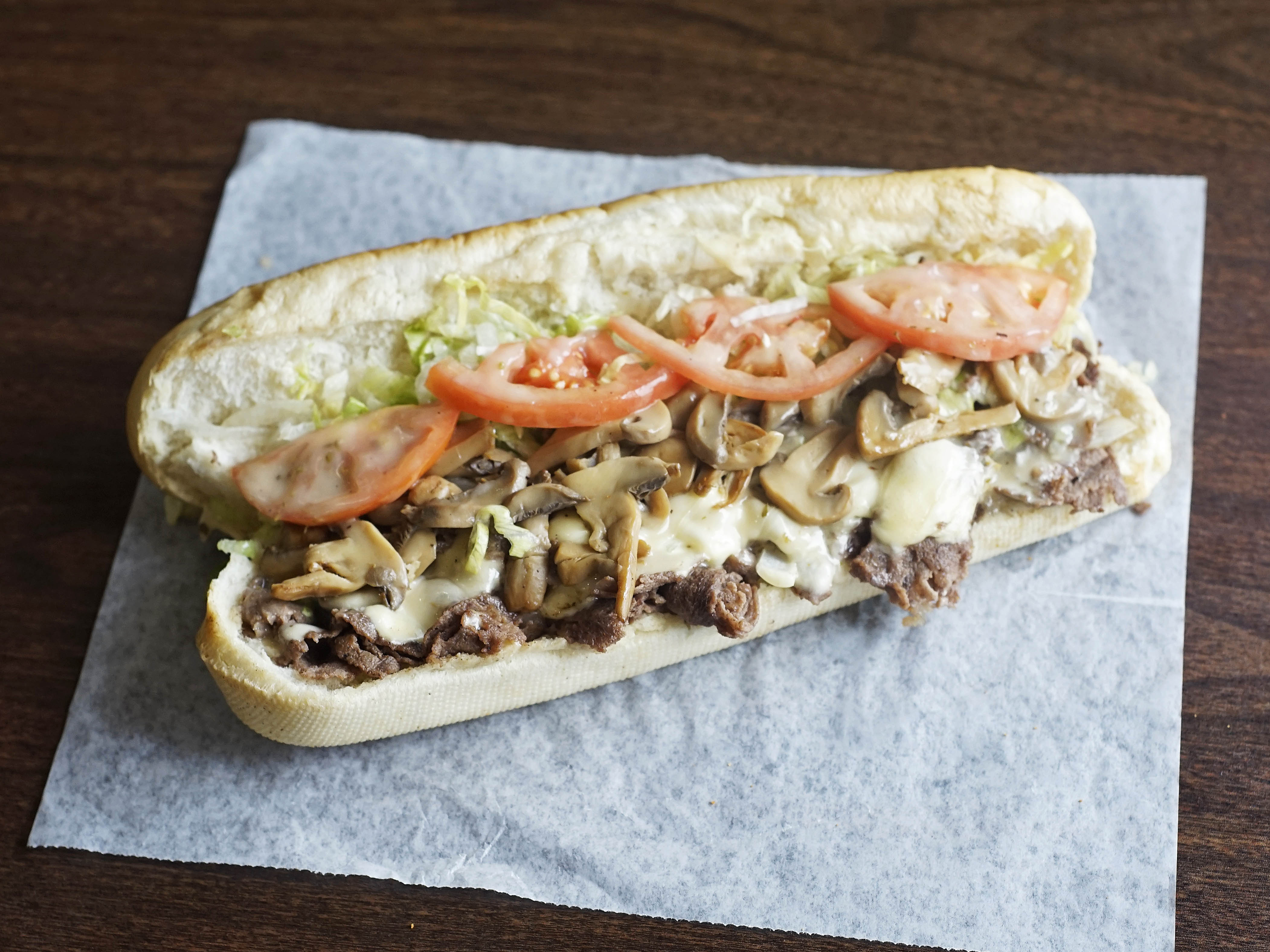 Order Mushroom, Steak and Cheese Sub food online from Tubby Grilled Submarines store, Detroit on bringmethat.com