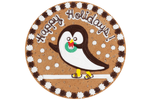 Order Happy Holidays Penguin Cookie Cake food online from American Deli on Broad St. store, Athens on bringmethat.com