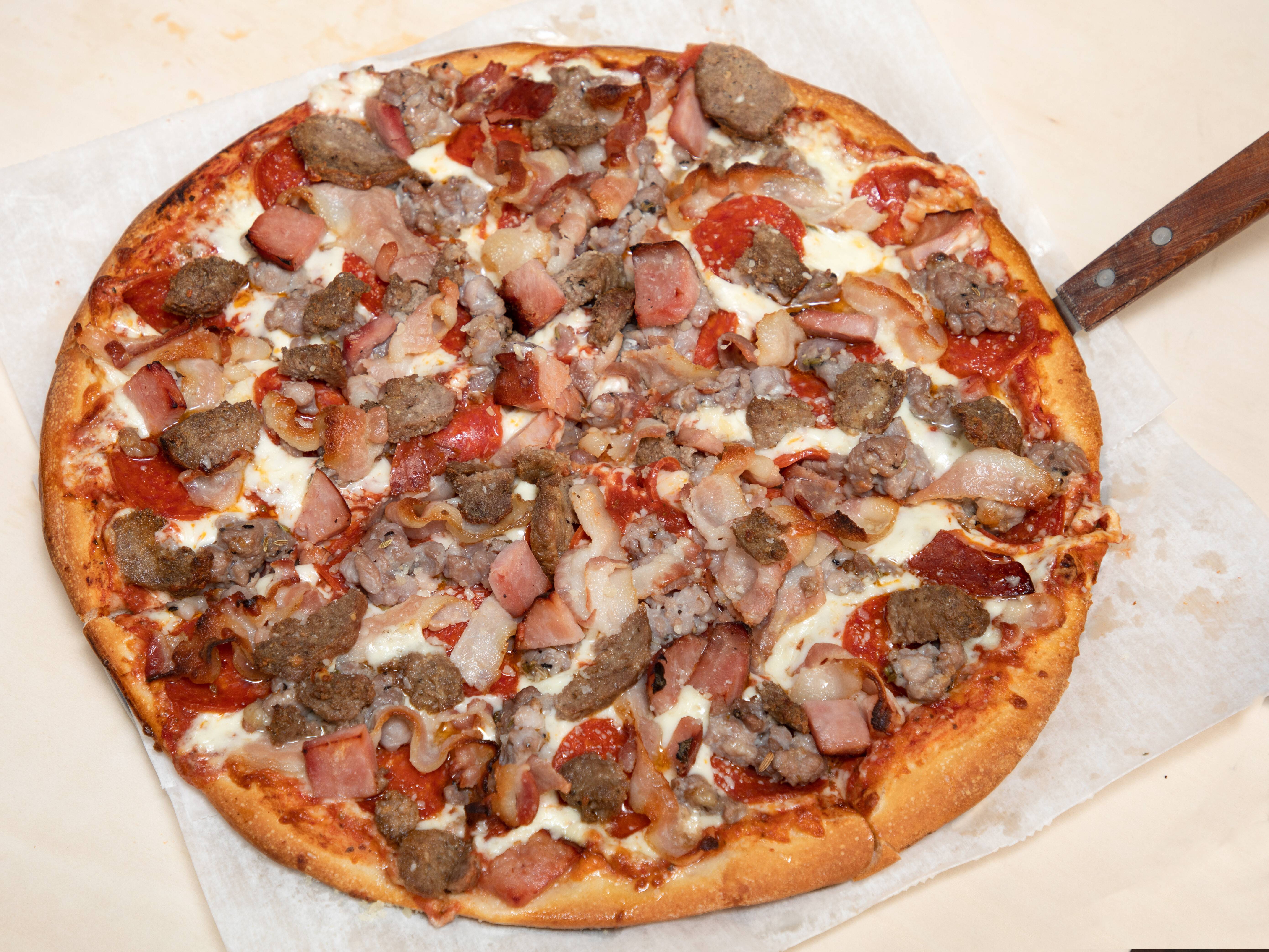 Order Meat Lovers Pizza food online from High Bridge Pizza store, Schenectady on bringmethat.com