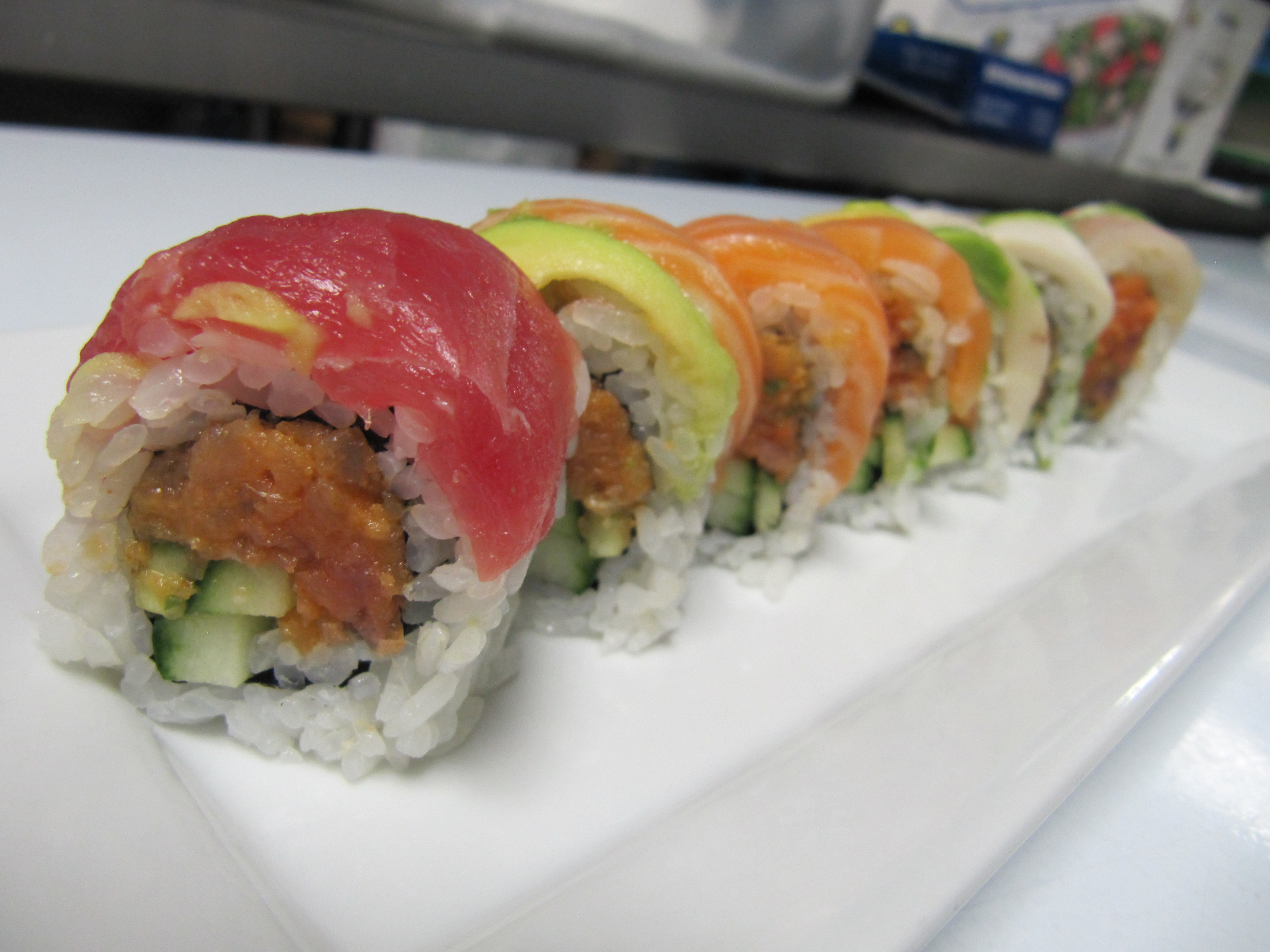 Order Spicy Tuna Rainbow Roll food online from House Modern Sushi store, Mesa on bringmethat.com