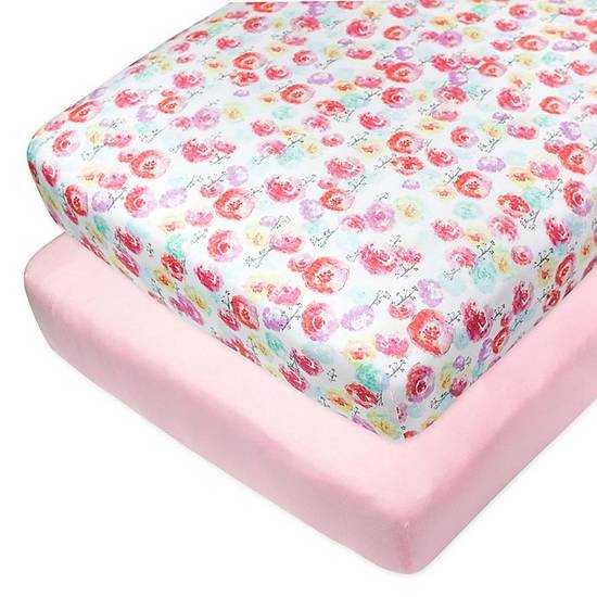 Order The Honest Company® Rose Blossom 2-Pack Organic Cotton Fitted Crib Sheets food online from Bed Bath &Amp; Beyond store, Baton Rouge on bringmethat.com