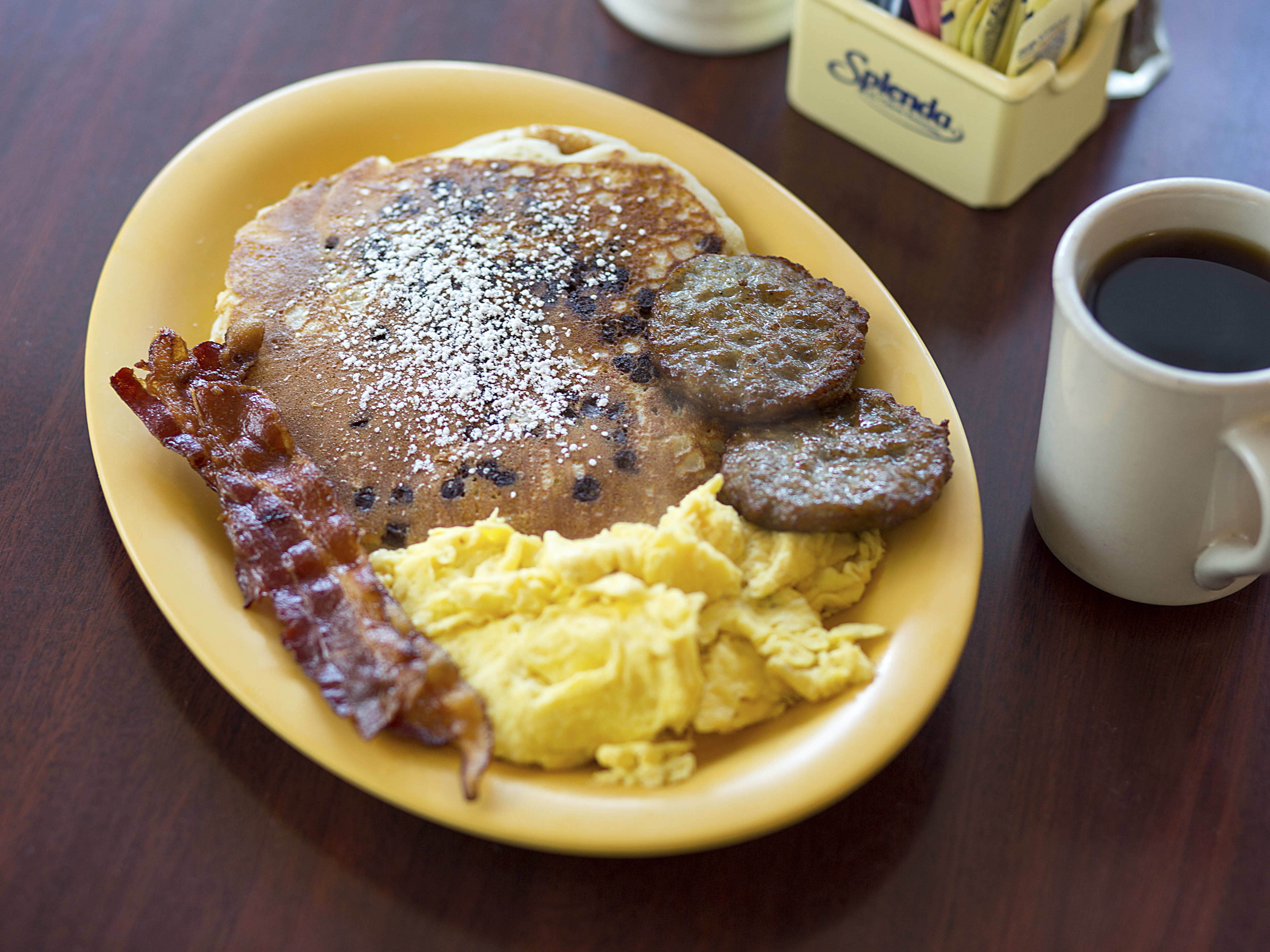 Order 1 Pancake, 1 Egg, 1 Bacon and 1 Sausage food online from Palm Beach Bagel store, Boca Raton on bringmethat.com