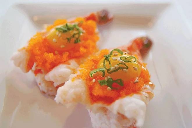 Order Shrimp Boat Sushi (2 pcs) food online from Shabu On Fire store, Huntington Beach on bringmethat.com