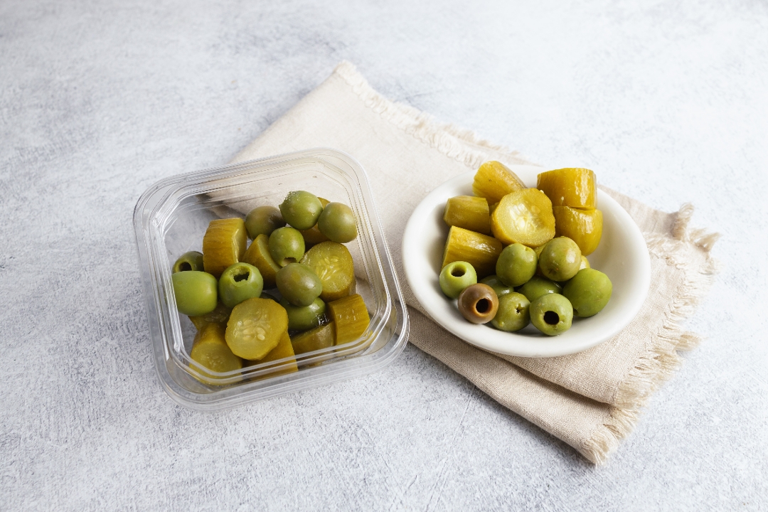 Order Pickles & Olives | 8oz food online from Oren's Hummus Shop store, Mountain View on bringmethat.com