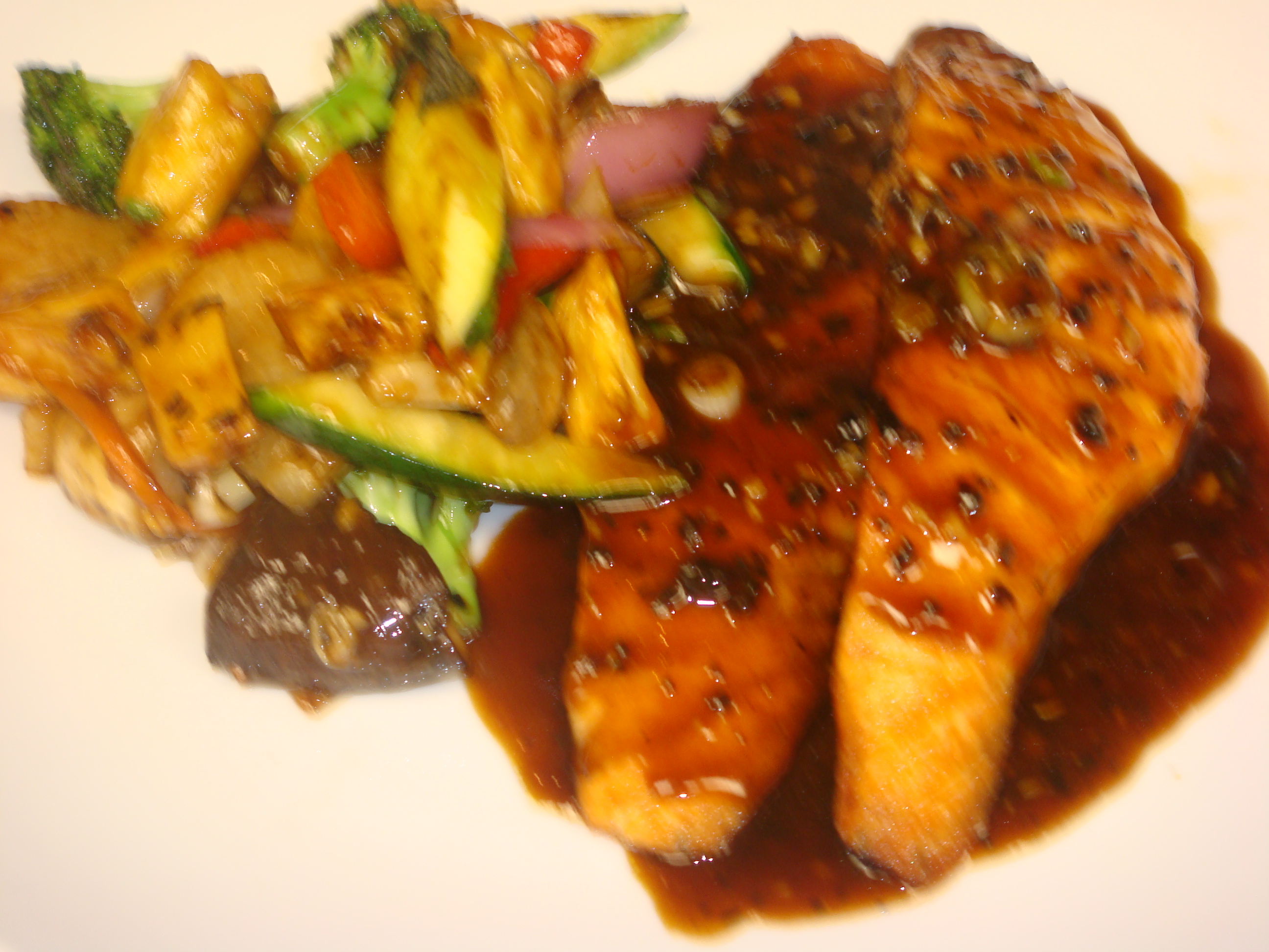 Order Grilled Salmon with Blackbean Sauce food online from Fujiyama Mama store, Westfield on bringmethat.com