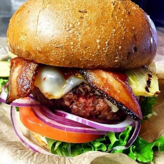 Order Maui Waui Burger food online from Bare Back Grill store, San Diego on bringmethat.com