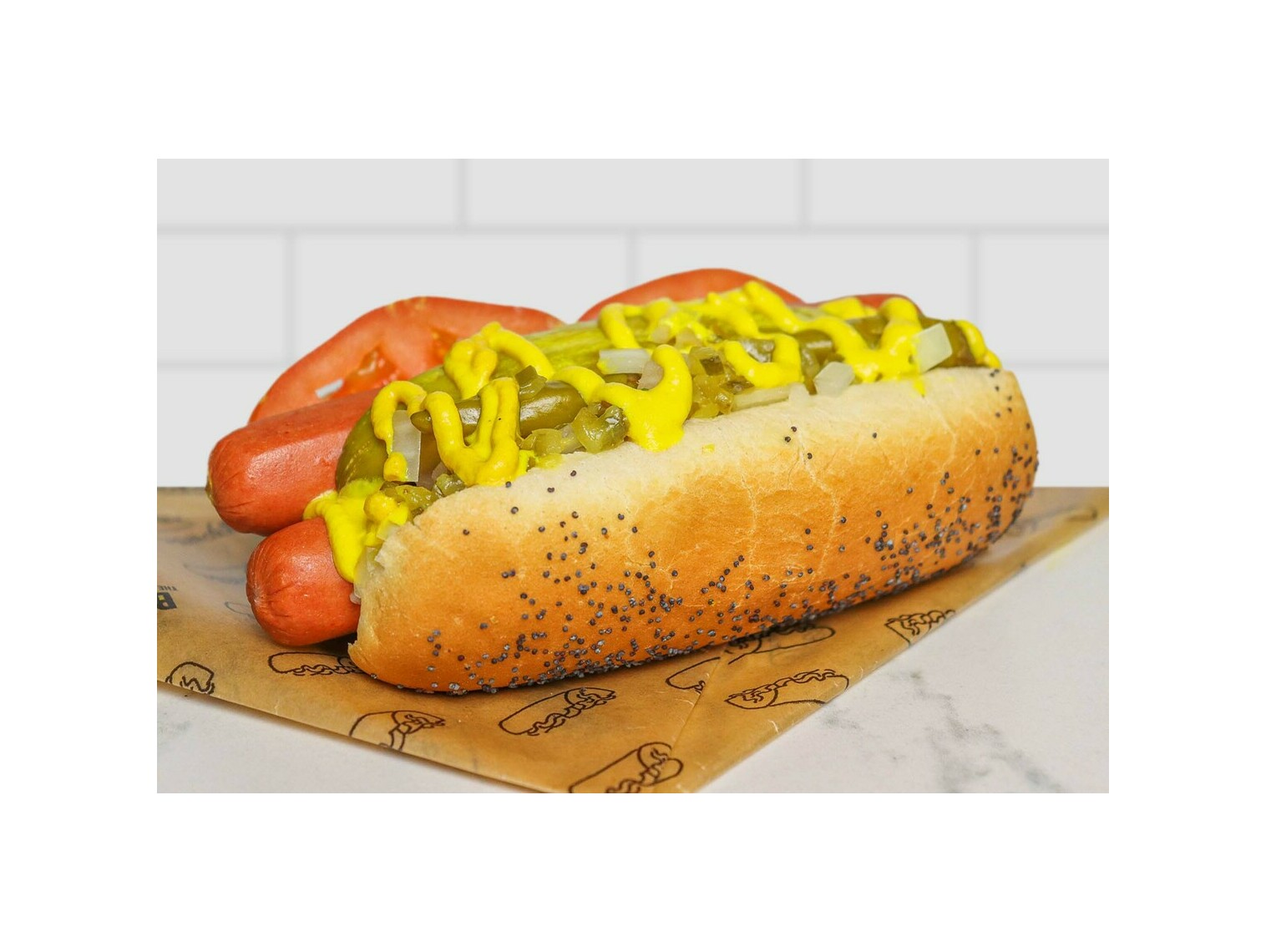 Order Chicago-Style Double Hot Dog food online from Buona - Berwyn store, Berwyn on bringmethat.com