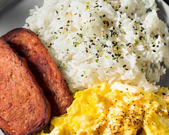 Order Spam & Eggs with Rice food online from Breakfast At Tia store, Hemet on bringmethat.com