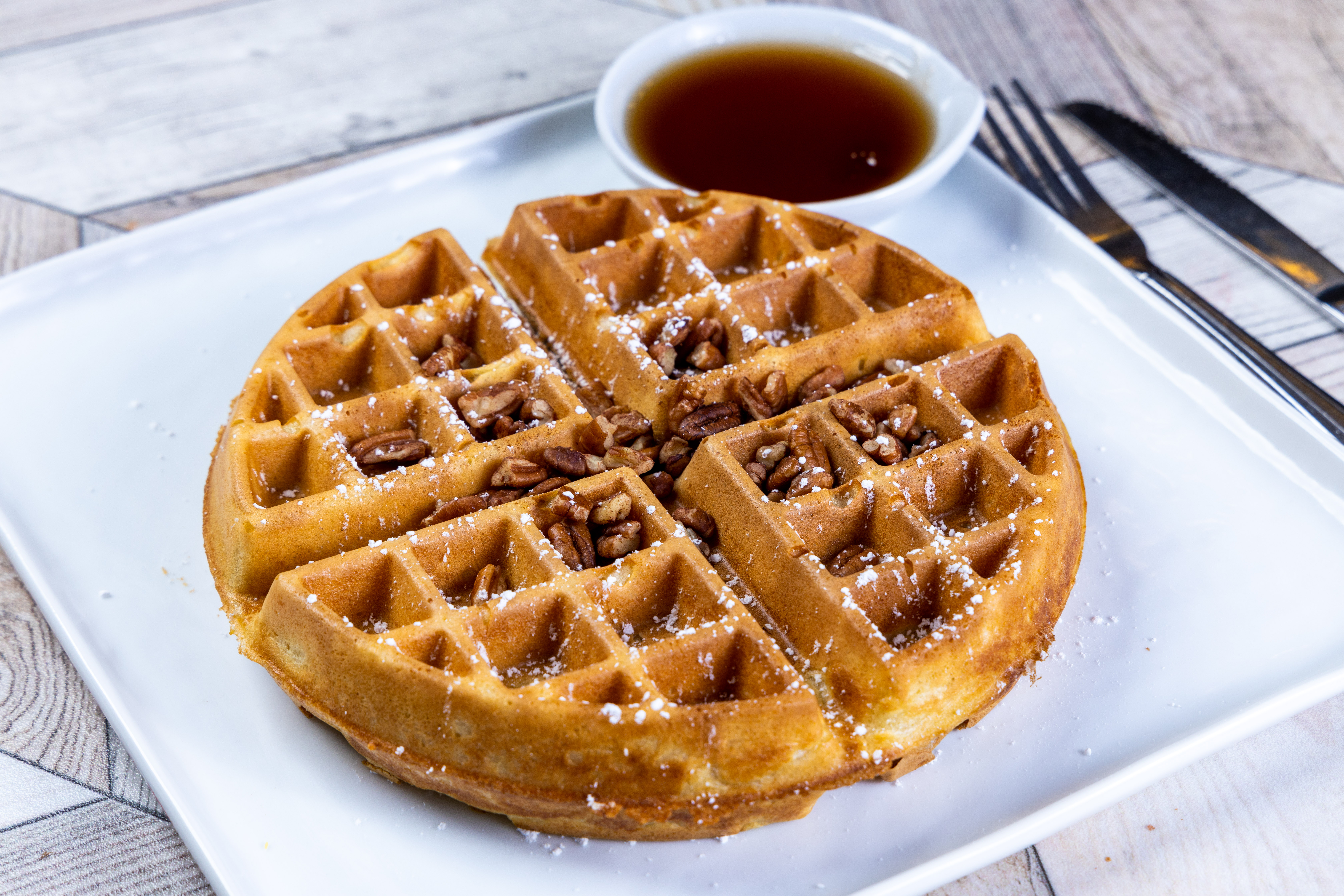 Order Pecan Waffle food online from Top View Restaurant store, Chicago on bringmethat.com