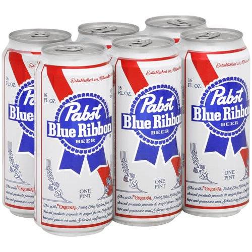 Order Pabst Blue Ribbon Beer, 6 Ct food online from Red Roof Market store, Lafollette on bringmethat.com
