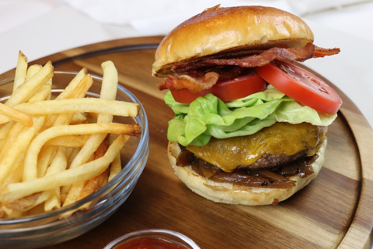 Order HICKORY BACON BURGER food online from Sullivan's Steakhouse store, Tucson on bringmethat.com