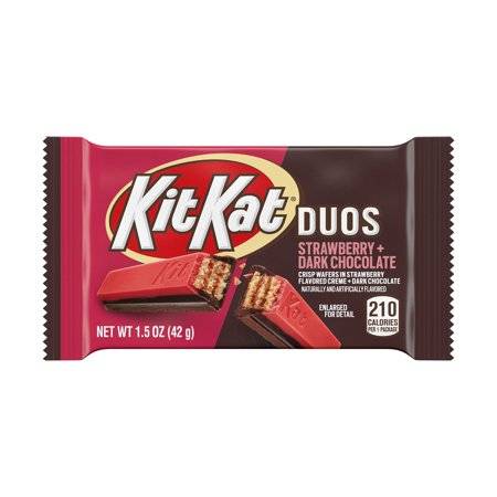 Order Kit Kat, Duos Strawberry And Dark Chocolate Wafer Candy food online from Exxon Food Mart store, Port Huron on bringmethat.com