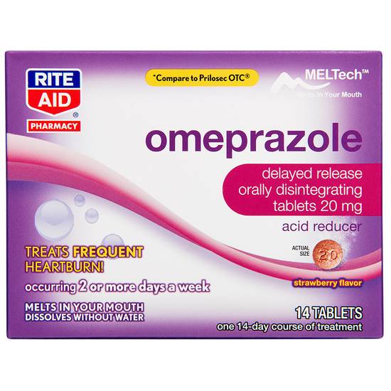 Order Rite Aid Pharmacy Orally Disintegrating Omeprazole Tablet Strawberry (14 ct) food online from Rite Aid store, MILFORD on bringmethat.com
