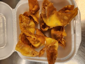 Order 102. Crab Rangoon  (8) food online from Pearl Chinese Restaurant store, Mesquite on bringmethat.com