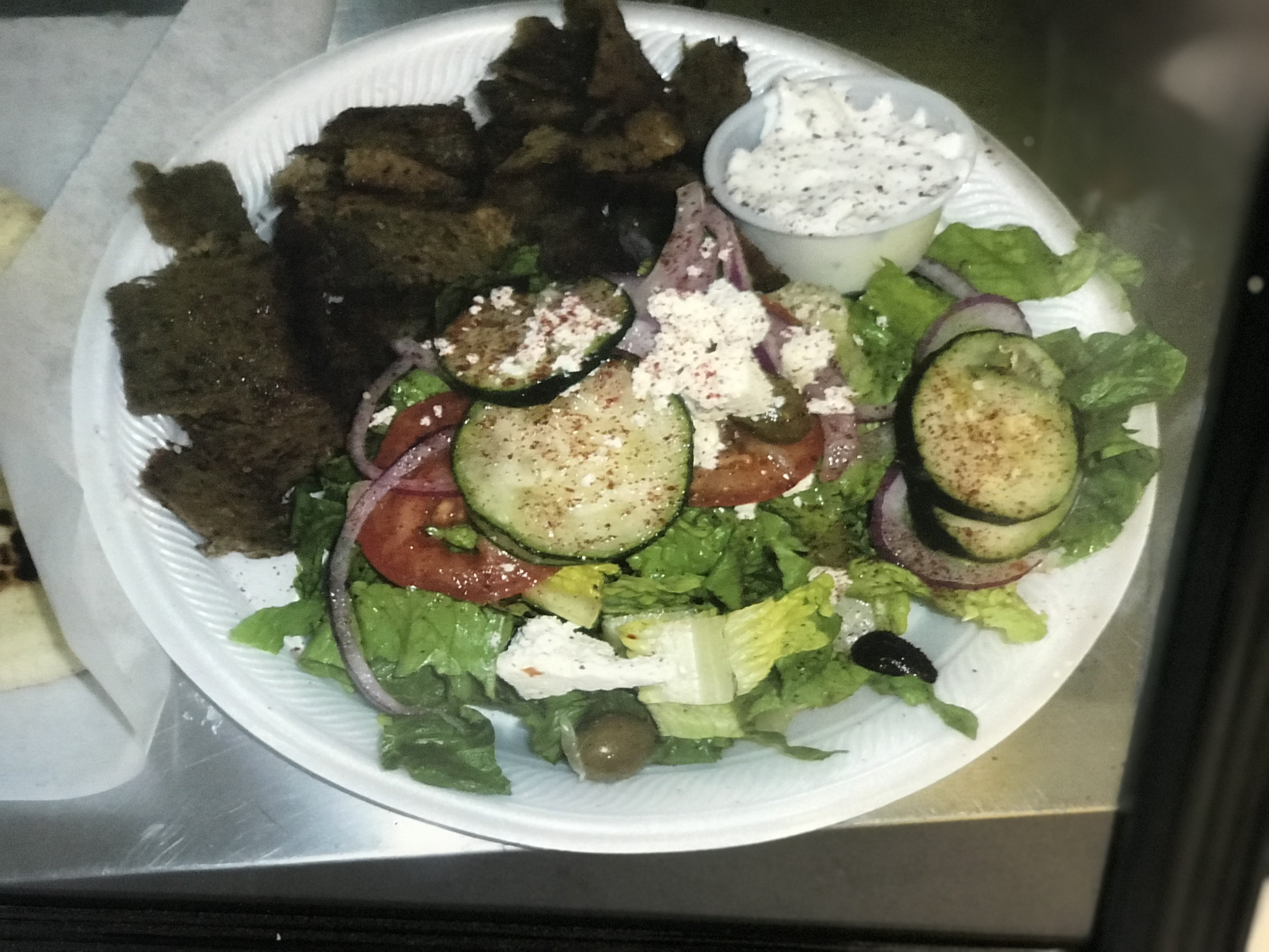 Order Gyro House Salad Bowl Combo food online from Mediterranean Deli And Market store, Boulder on bringmethat.com